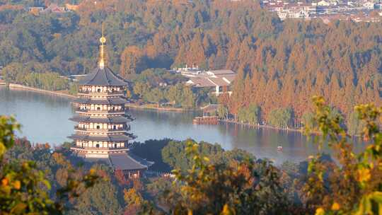 杭州西湖雷峰塔建筑风景