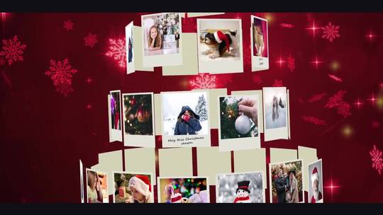 新潮时尚圣诞节圣诞树状相册写真片头AE模板