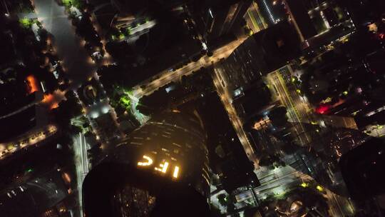 俯拍珠江新城夜景视频素材模板下载