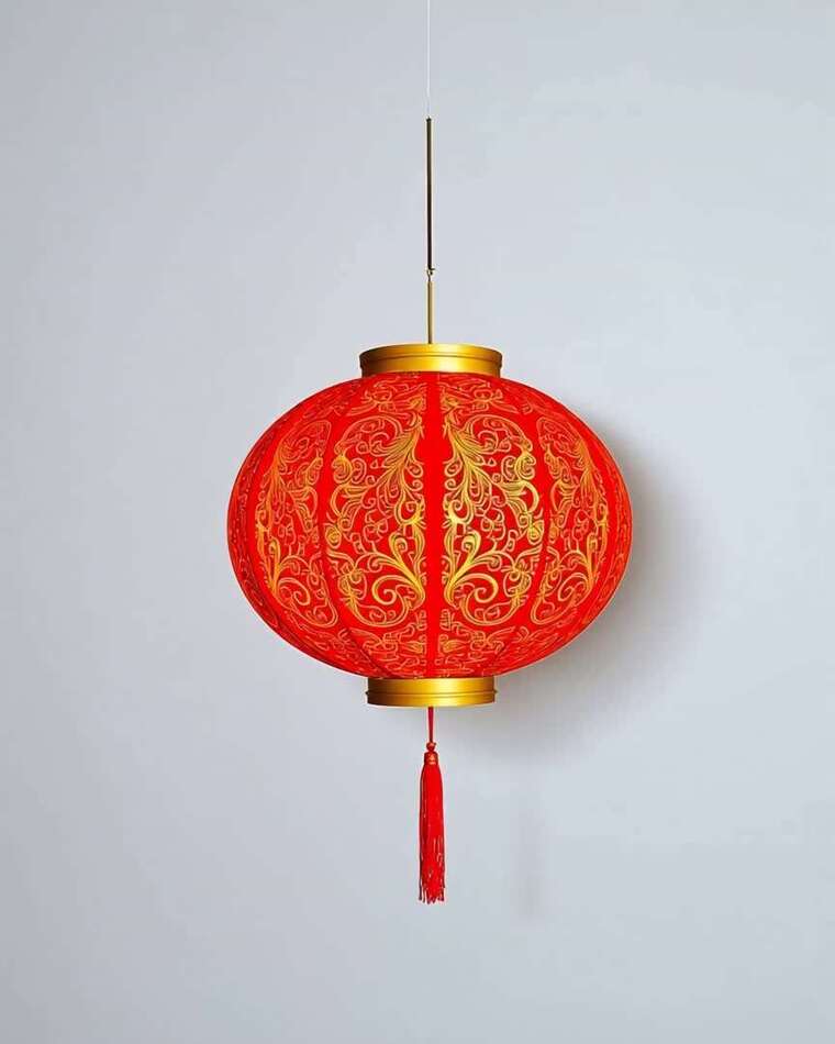 红色中式灯笼悬挂特写