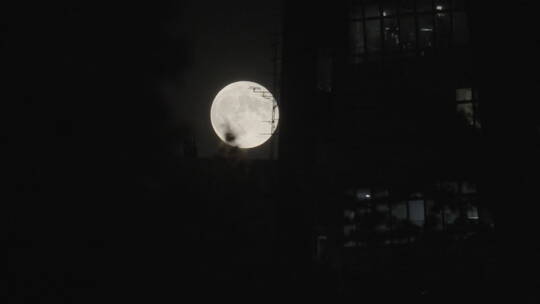 城市月亮升起视频素材模板下载