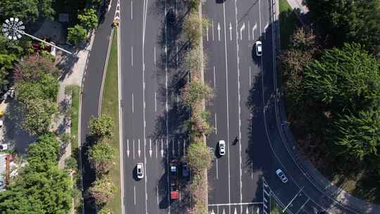 花卉盛开的广州道路交通航拍