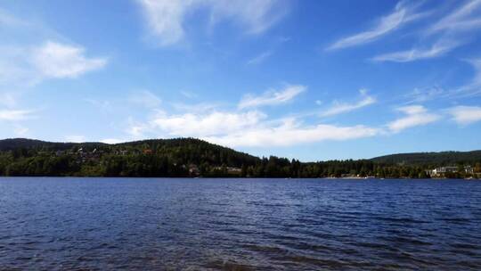 蓝天下的湖景