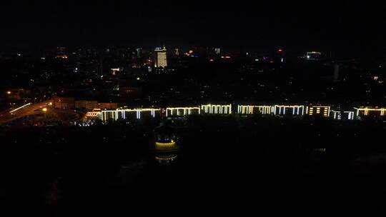 航拍湖南益阳城市夜景