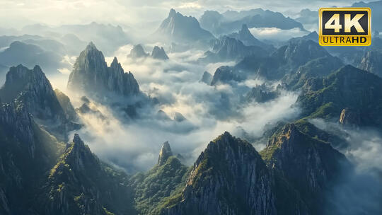 泰山仙境景点高山云海自然风景视频素材2