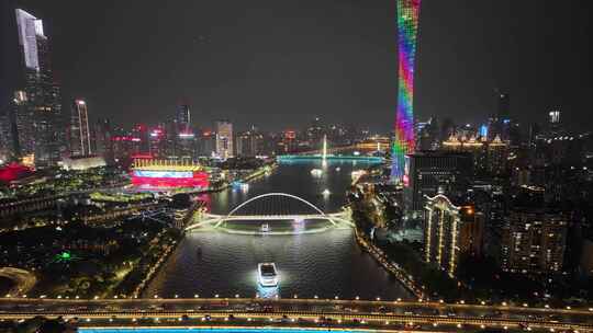 广州越秀区广州大桥海心桥航拍延时珠江车流视频素材模板下载