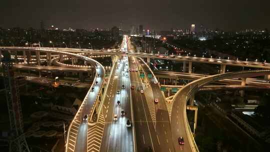 上海沪闵高架路夜景