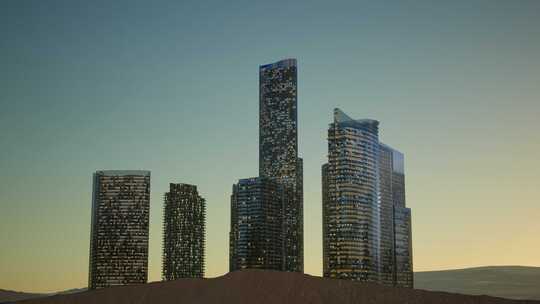 沙漠中的城市摩天大楼