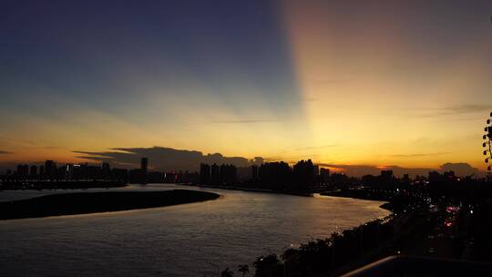 傍晚日落夕阳晚霞日出晨曦泉州晋江城市风景