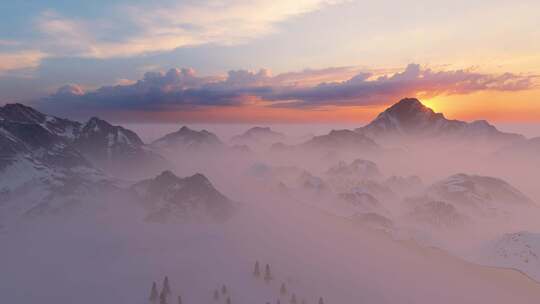 大气雪山 日照金山