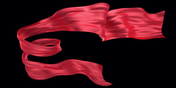 红色丝绸飘带循环动画