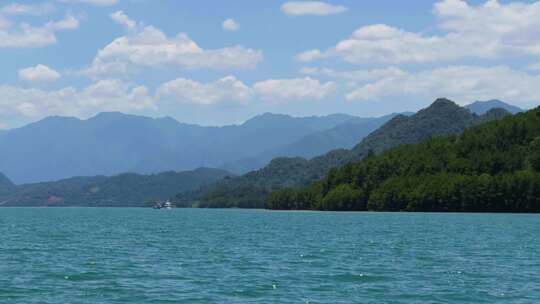 4k郴州东江湖游船上拍摄湖光山色