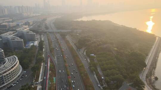 欢乐海岸 车辆 车流 深圳 道路 深圳湾公园