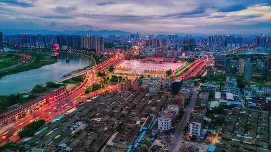 揭阳楼夜景 揭阳楼延时 航拍揭阳楼