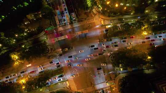 杭州城市十字路口夜晚夜景车流视频素材