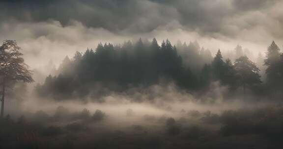 云雾缭绕的森林大场景