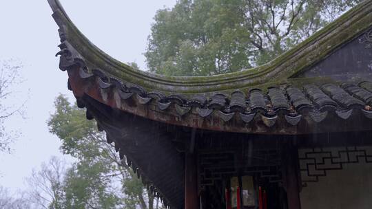 江南烟雨升格，屋檐滴水，古代屋檐