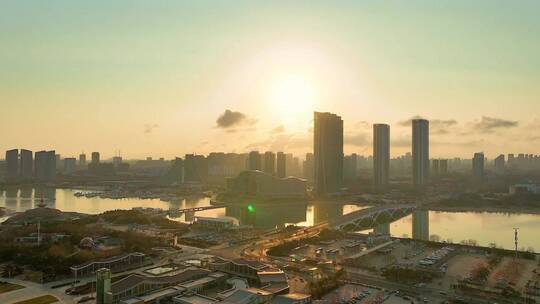 日照万平口风景区城市航拍视频素材模板下载