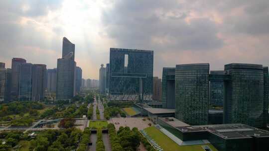 杭州钱江新城市民中心来福士中心城市航拍视频素材模板下载