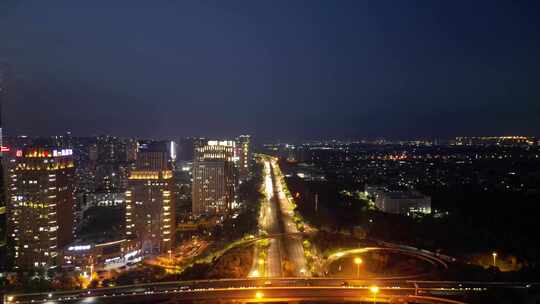 福建莆田CBD商务区夜景航拍