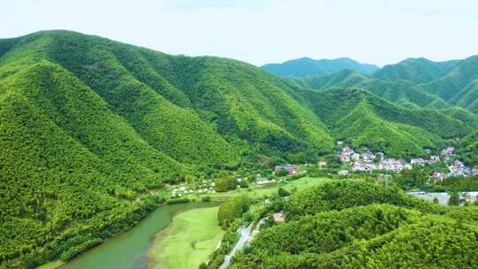 浙江湖州安吉赋石水库小杭坑露营地航拍