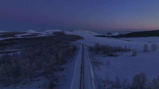 大兴安岭自然风光丘陵山区冬季雪