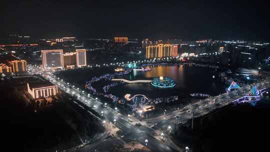 邯郸市大名县 大名府 老城 航拍 市区夜景