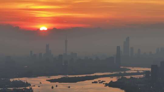 中国广东省广州市黄埔大桥城区全景