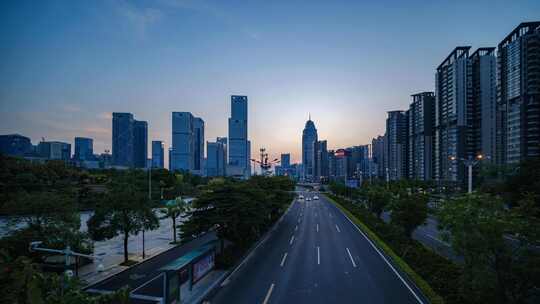 南宁夜景延时 城市傍晚落日余晖