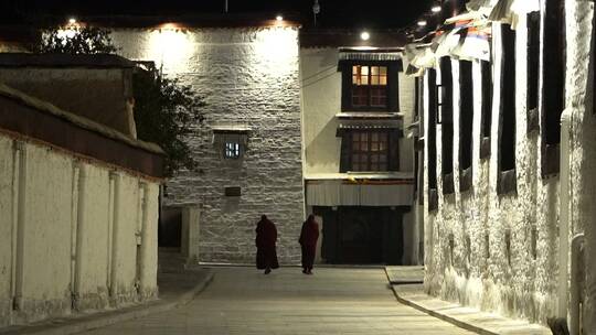 日喀则扎什伦布寺夜景视频素材模板下载