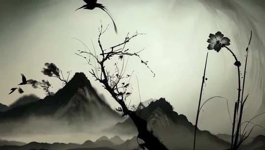 水墨山水古风背景画面