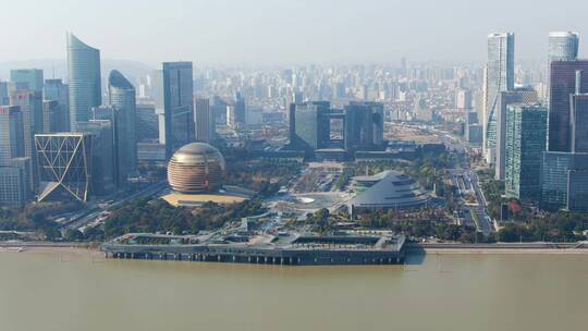 杭州钱江新城城市生活广场航拍视频素材模板下载