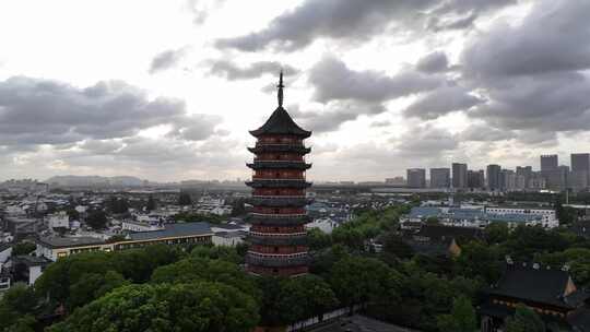 江南姑苏地标报恩寺北寺塔（航拍运镜）