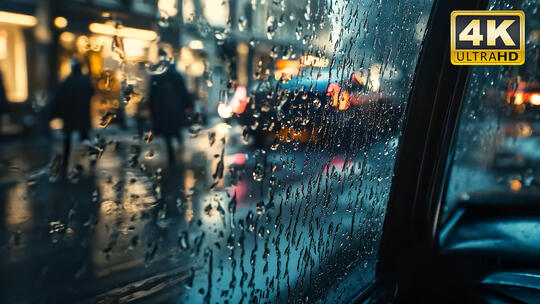 城市雨景夜景暴雨车辆行驶街景交通雨夜