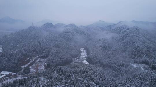 4K雪天冬季城镇航拍素材