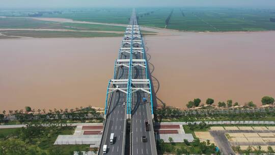 4K航拍河南郑州刘江黄河大桥