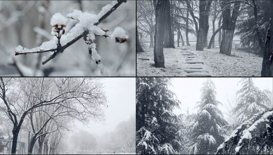 高速下雪雪景背景-水墨风格-鹅毛大雪