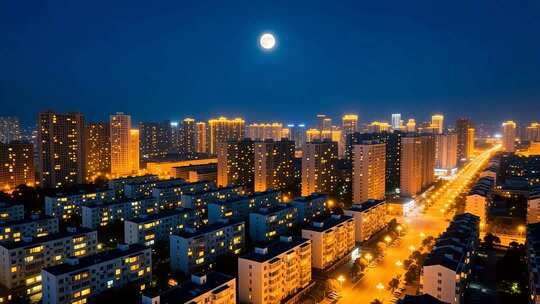 万家灯火过年小区团圆团聚居民楼春节夜晚