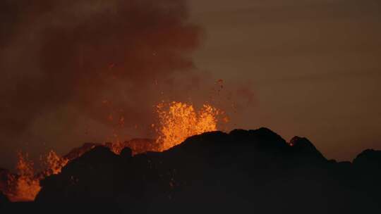 航拍火山活动 岩浆流动高清在线视频素材下载