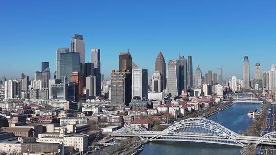 天津和平区天津CBD天津大景海河航拍