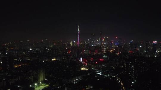 广东省广州市市中心城市夜景航拍