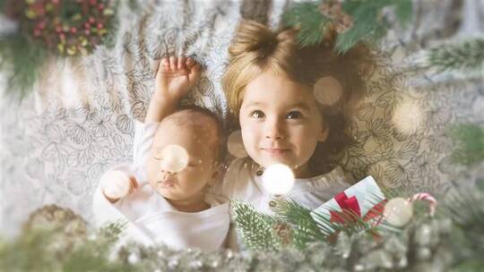 圣诞节创意可爱家庭温馨照片展示AE模板