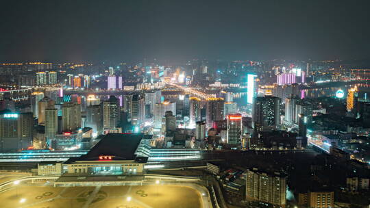 株洲城市夜景 航拍延时