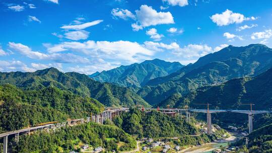 航拍延时建设施工中的重庆城开高速高架