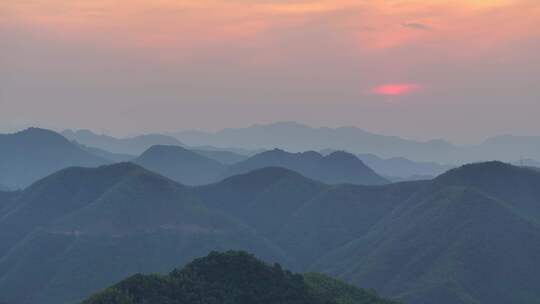 航拍浙江山区竹山竹林竹海唯美日落