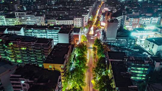 航拍大范围延时航拍鄂州夜景