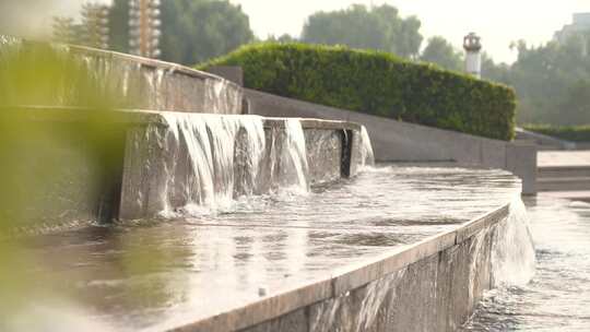 喷水池 喷泉 水流视频素材模板下载