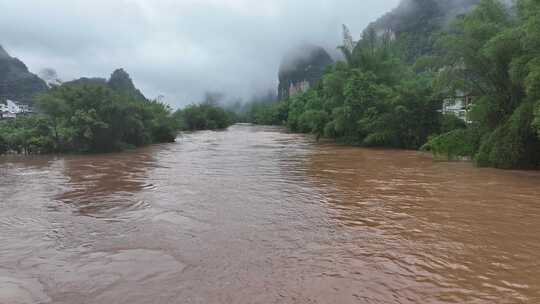 桂林夏季暴雨洪水航拍