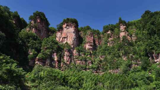 贵州遵义赤水丹霞地貌五柱峰航拍自然风光