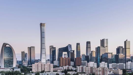 中国北京CBD高楼建筑群风光日转夜延时